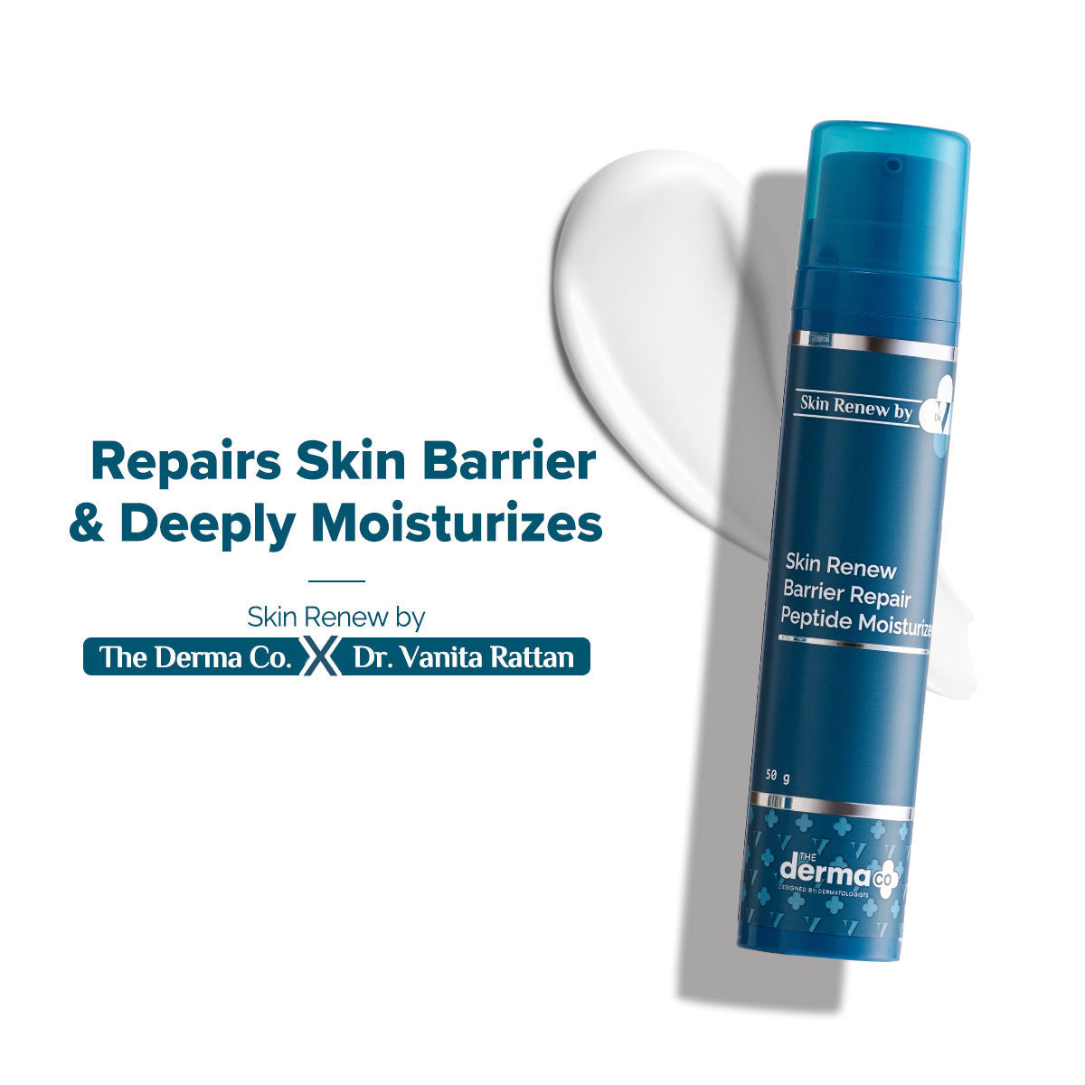 The Derma Co X Dr. V Skin Renew Barrier Repair Peptide Moisturizer (50g) - Restores & Strengthens