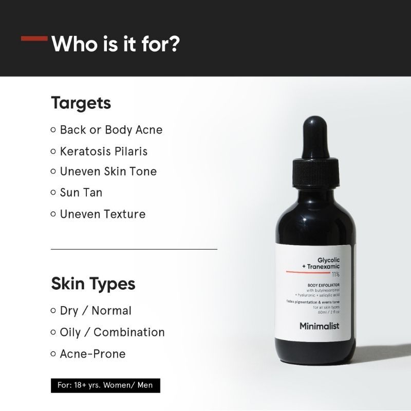 Minimalist 11% Glycolic Acid & Tranexamic Acid Body Exfoliator (60ml)