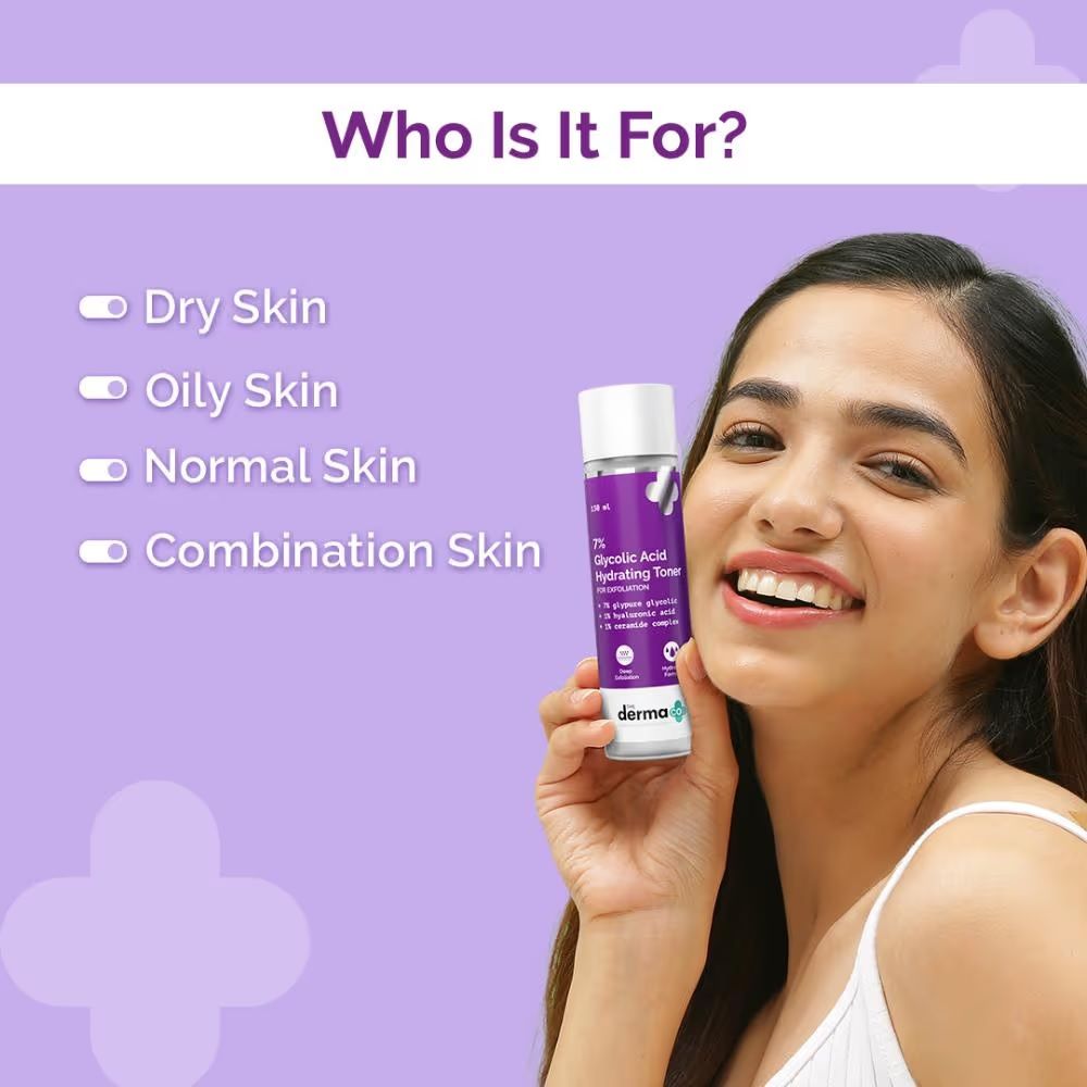 The Derma Co 7% Glycolic Acid Hydrating Toner (150ml) - Ceramides, Hyaluronic Acid & All Skin Types