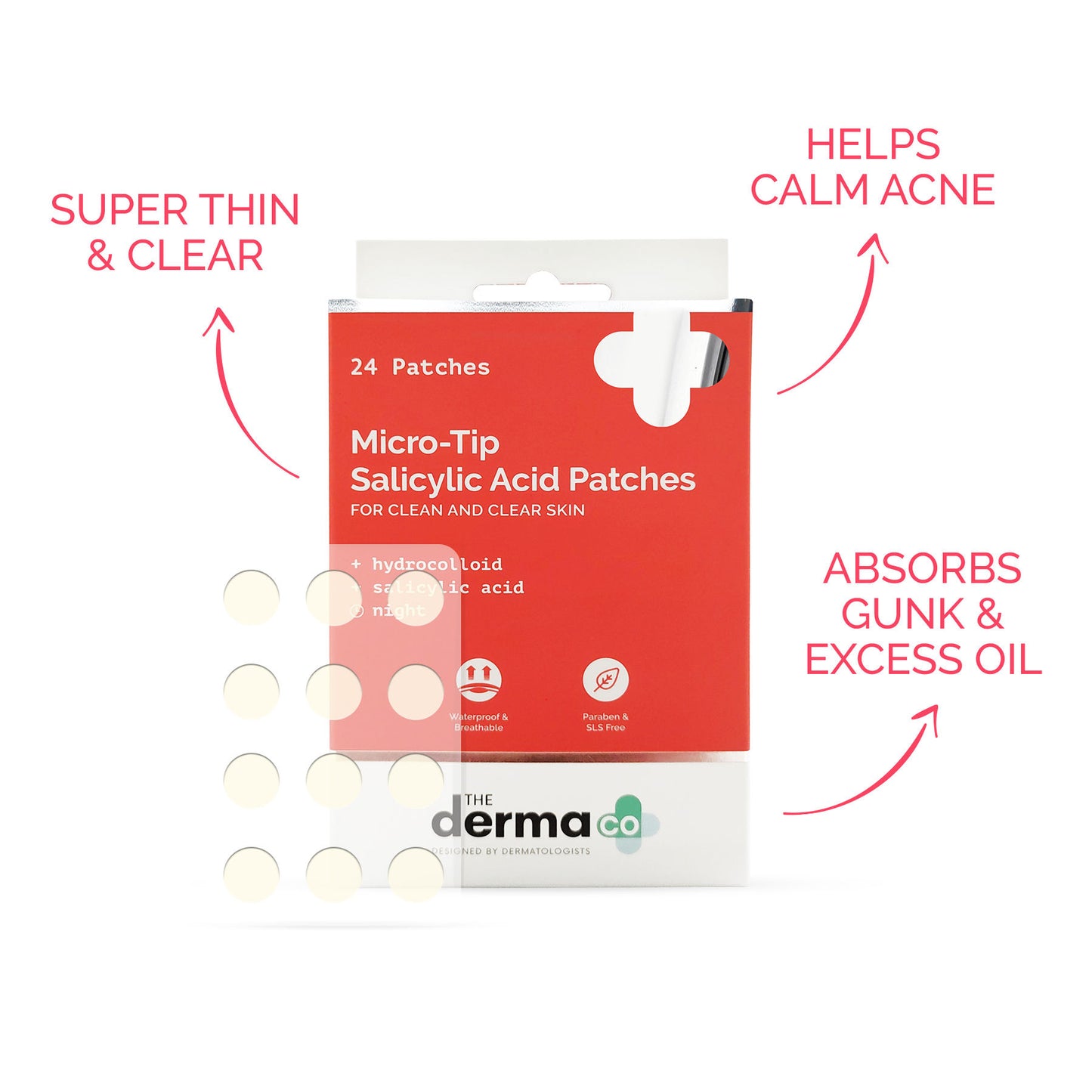The Derma Co Micro-Tip Acne Patches with Salicylic Acid & Hydrocolloid – 24 Pieces