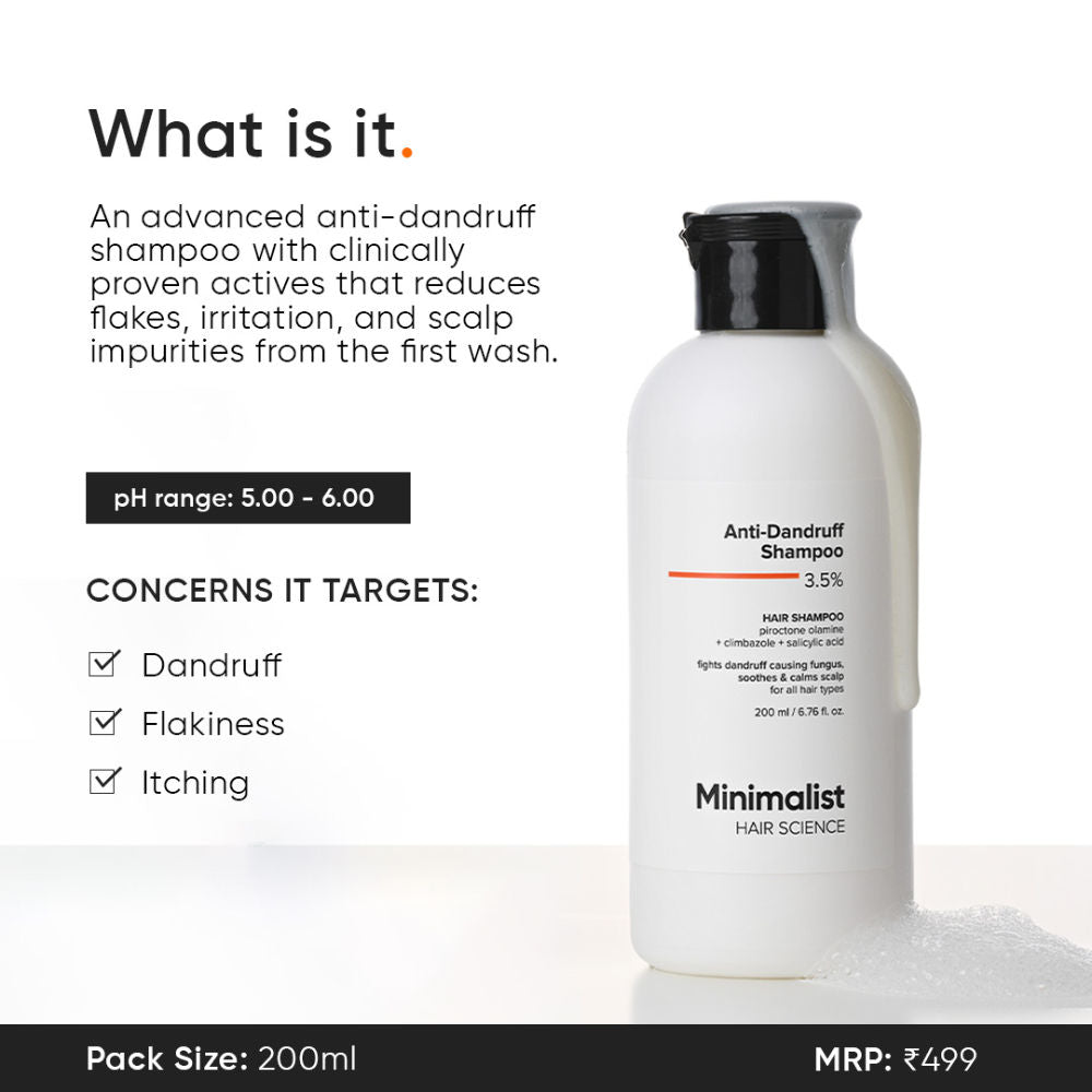 Minimalist Anti-Dandruff Shampoo - 3.5% Salicylic Acid for Flaky & Itchy Scalp (200ml)