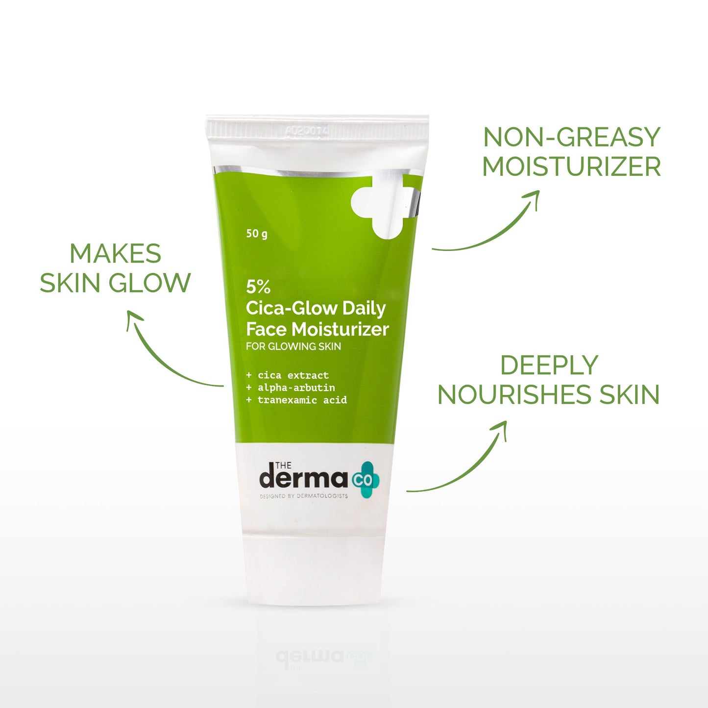 The Derma Co 5% Cica-glow Moisturizer (50gm) - Alpha Arbutin, Tranexamic Acid & Glowing Skin