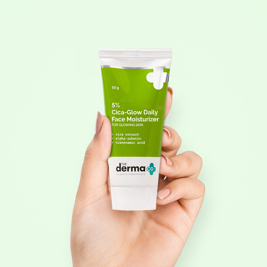 The Derma Co 5% Cica-glow Moisturizer (50gm) - Alpha Arbutin, Tranexamic Acid & Glowing Skin