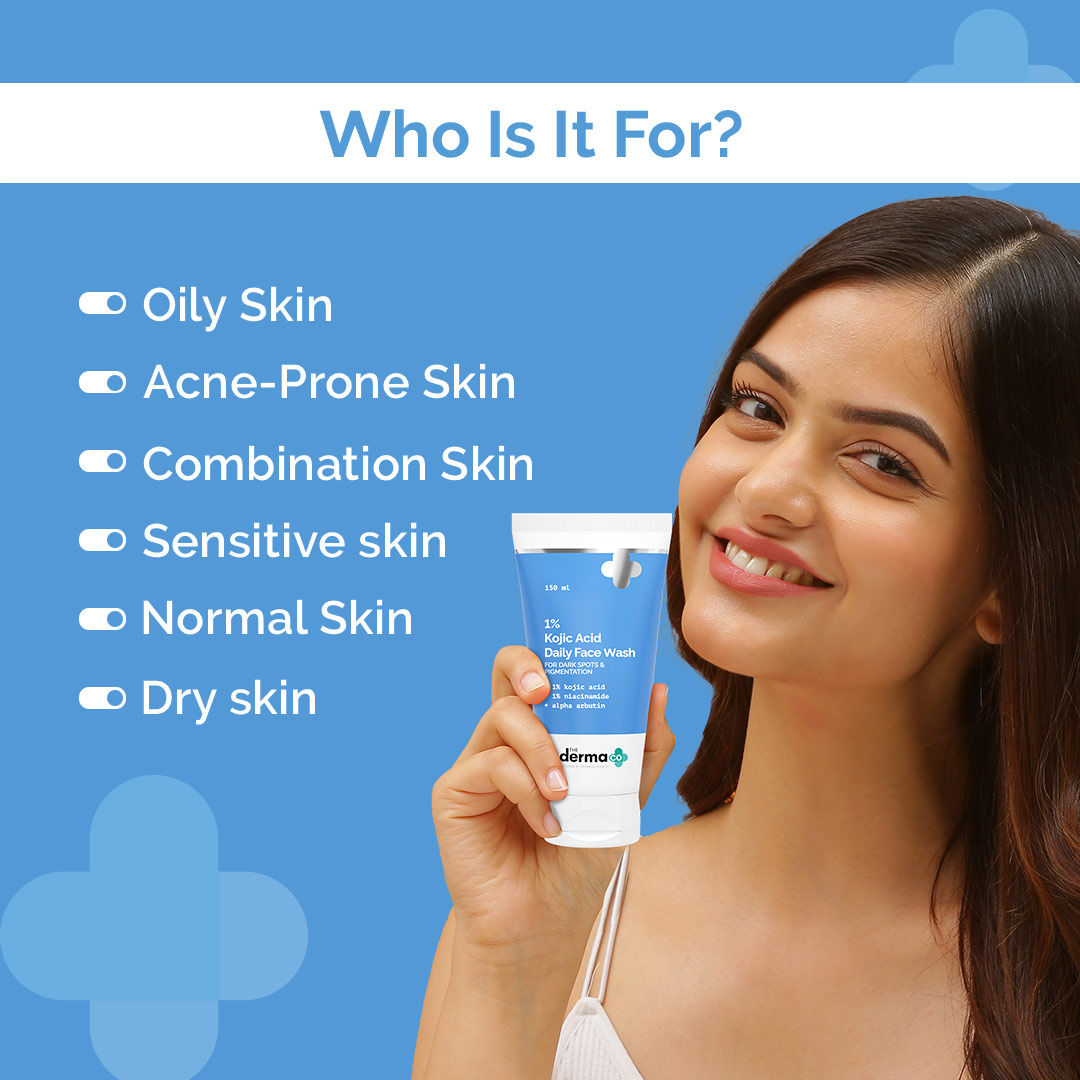 The Derma Co 1% Kojic Acid Face Wash (150ml) - Niacinamide, Dark Spots & Pigmentation