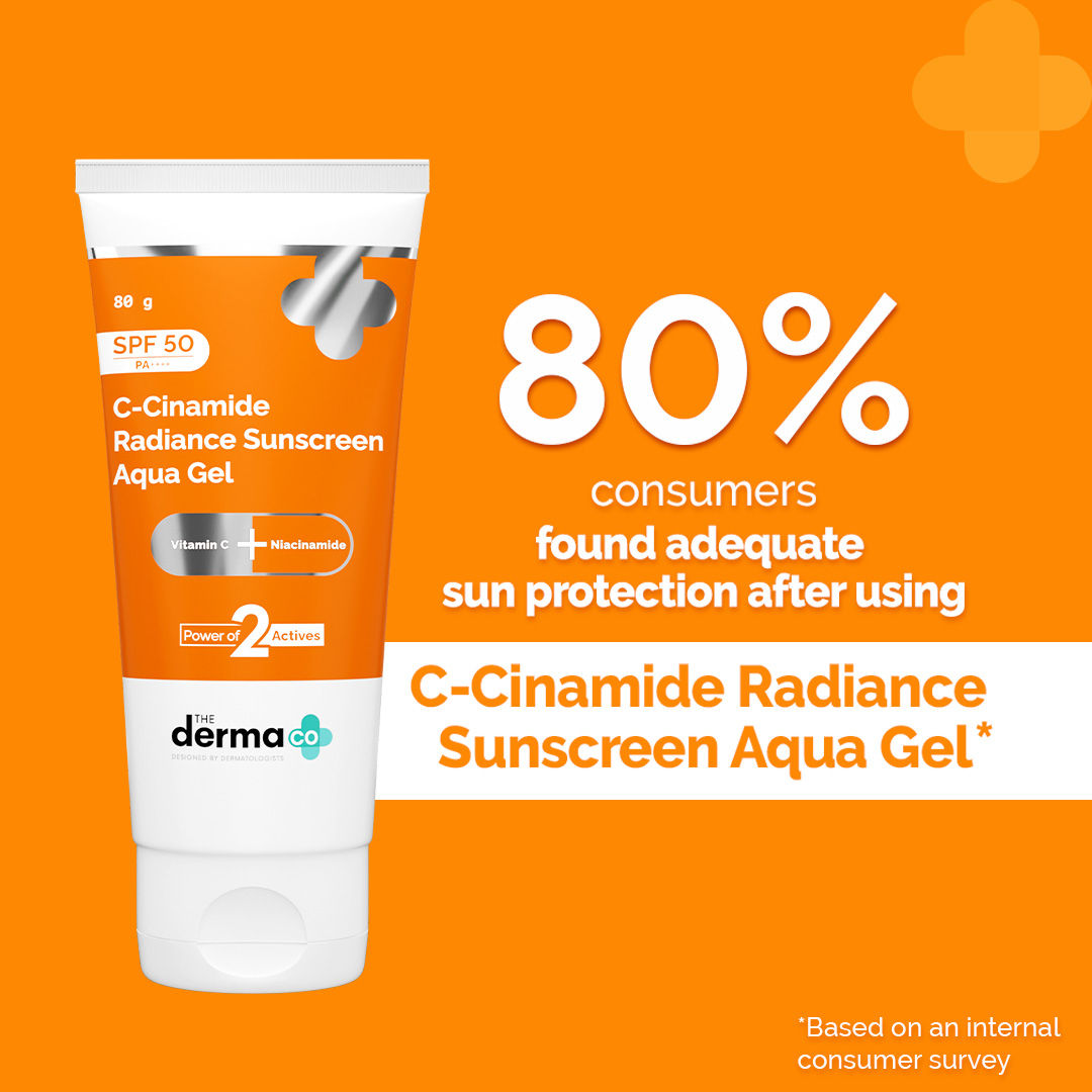 The Derma Co C-Cinamide Radiance Sunscreen Aqua Gel SPF 50 PA++++ (80g) - Brightening & UV Protection