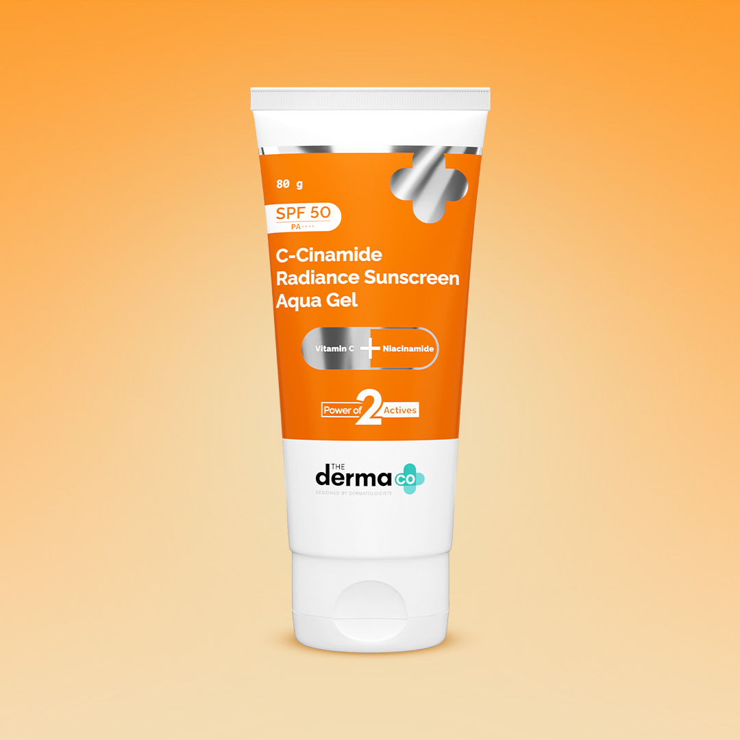 The Derma Co C-Cinamide Radiance Sunscreen Aqua Gel SPF 50 PA++++ (80g) - Brightening & UV Protection