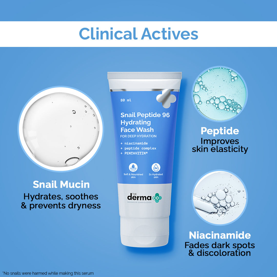 The Derma Co Snail Peptide 96 Hydrating Face Wash (80ml) - Gentle, Repairing & Anti-Aging Cleanse