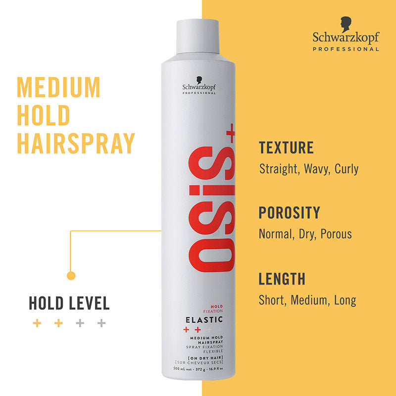 Schwarzkopf Professional OSiS+ Elastic Anti-Humidity Hair Spray - Medium Hold (500ml)