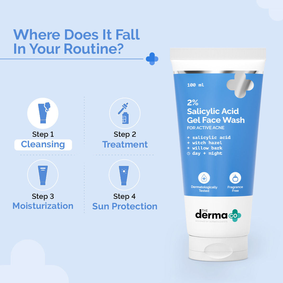 The Derma Co 2% Salicylic Acid Gel Face Wash (100ml) - Oily Skin, Acne & Pores