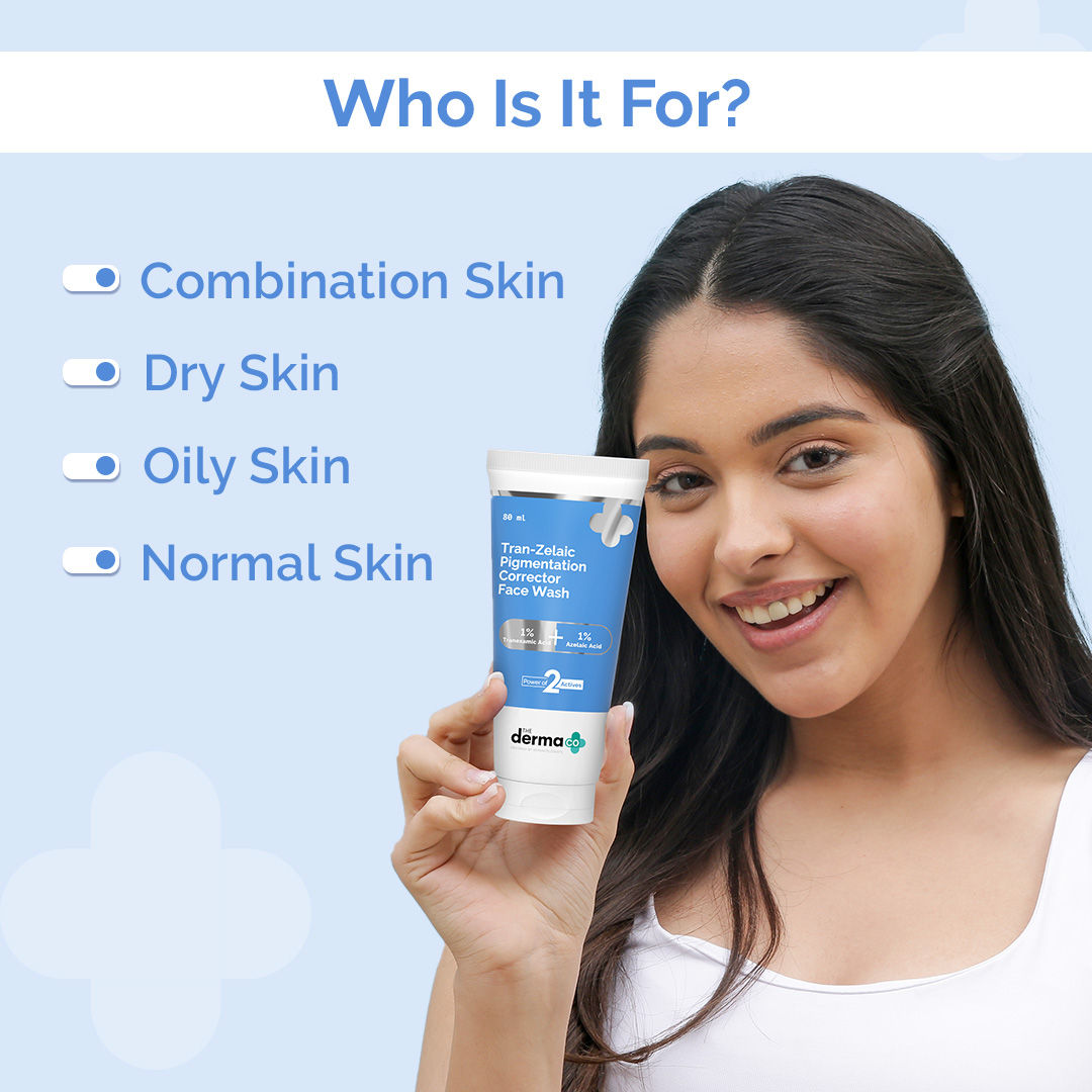 The Derma Co Tran-Zelaic Pigmentation Corrector Face Wash (80ml) - Dark Spots, Melasma & Even Tone