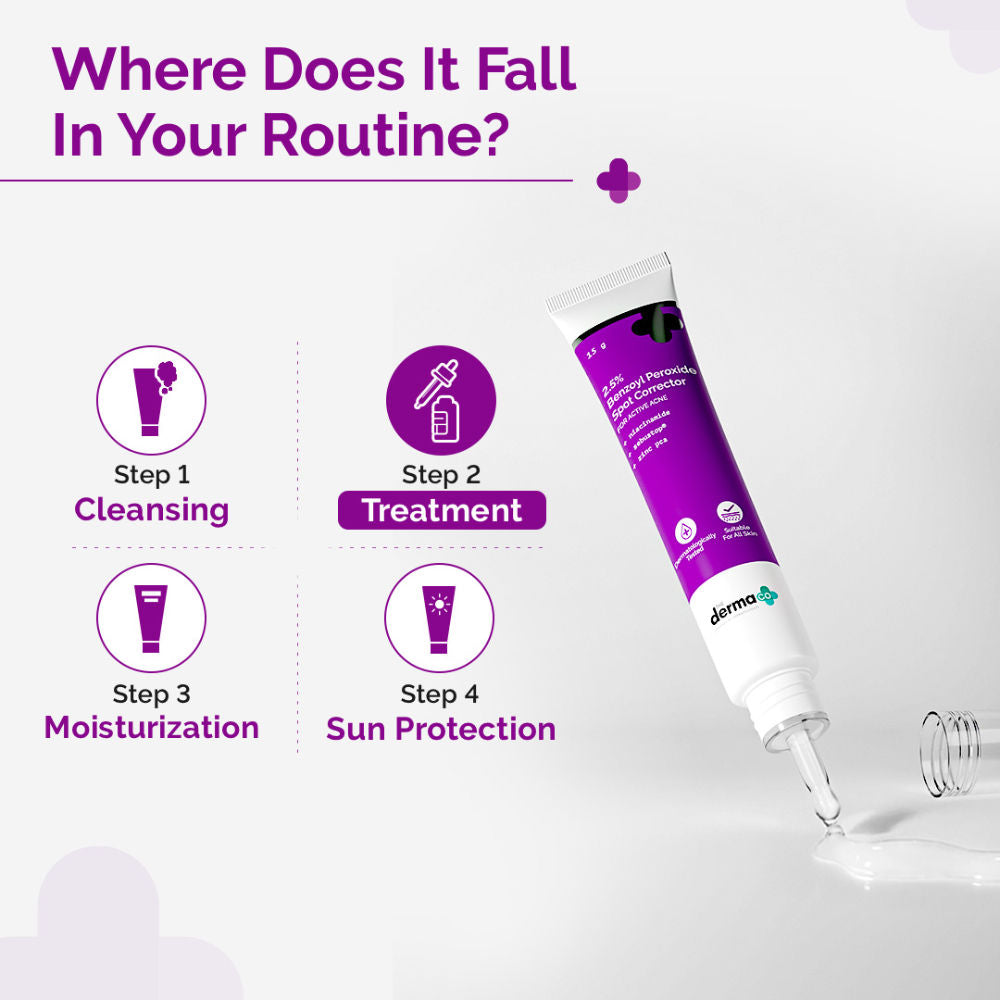 The Derma Co 2.5% Benzoyl Peroxide Spot Corrector (15ml) - Active Acne, Pimples & Blemishes