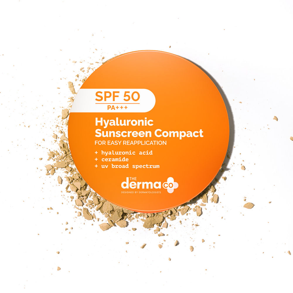 The Derma Co Hyaluronic Sunscreen Compact SPF 50 PA+++ (7g) - On-the-Go Sun Protection & Hydration