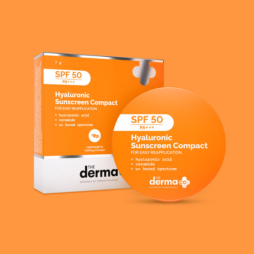 The Derma Co Hyaluronic Sunscreen Compact SPF 50 PA+++ (7g) - On-the-Go Sun Protection & Hydration