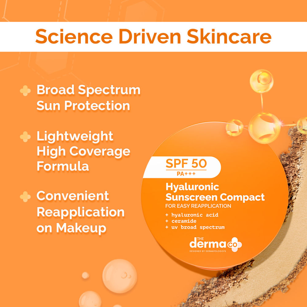The Derma Co Hyaluronic Sunscreen Compact SPF 50 PA+++ (7g) - On-the-Go Sun Protection & Hydration