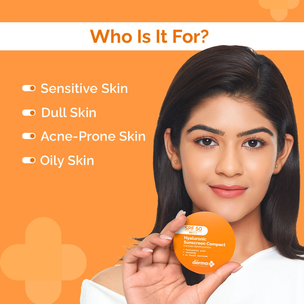 The Derma Co Hyaluronic Sunscreen Compact SPF 50 PA+++ (7g) - On-the-Go Sun Protection & Hydration