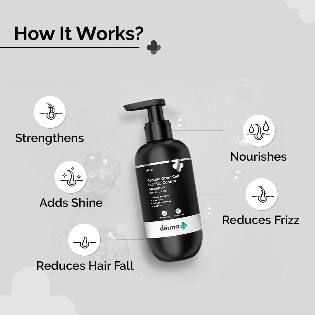 The Derma Co Peptide + Stem Cell Hair Fall Control Shampoo - Reduces Hair Fall & Improves Scalp Health (200ml)