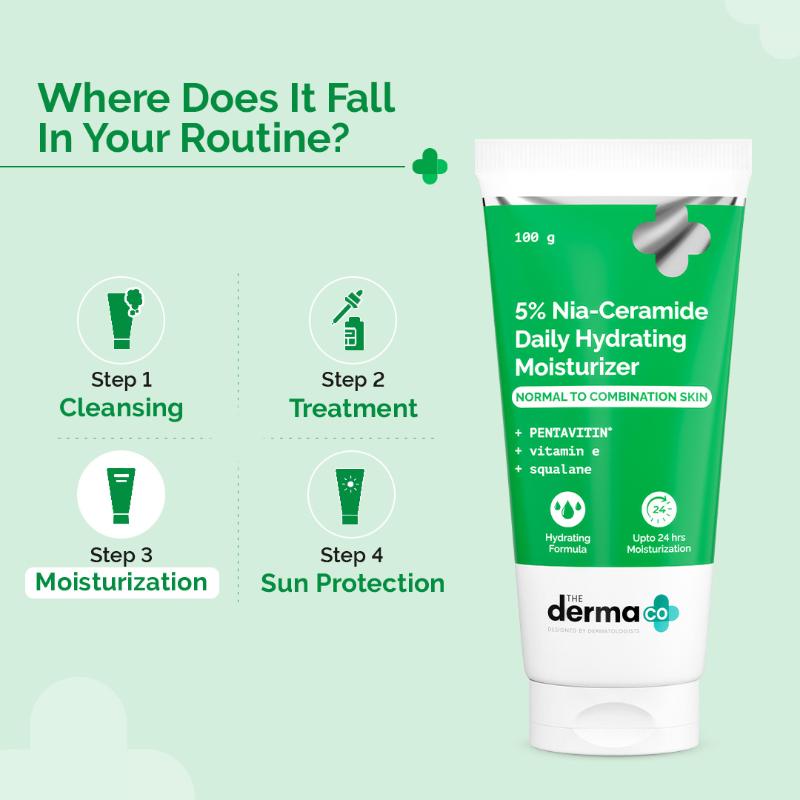 The Derma Co 5% Nia-Ceramide Daily Hydrating Moisturizer (100g) - Normal to Combination Skin