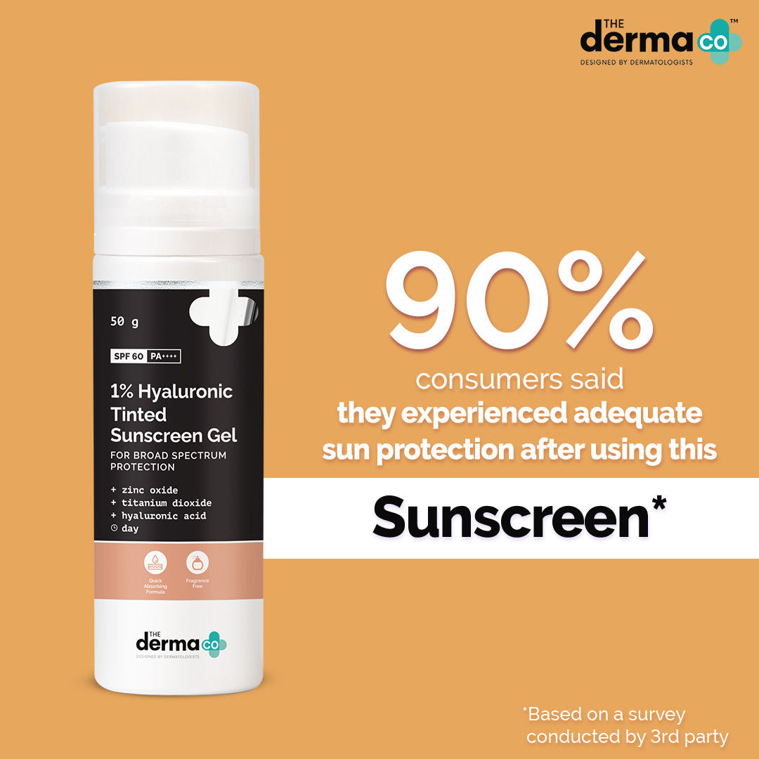 The Derma Co 1% Hyaluronic Tinted Sunscreen Gel SPF 60 PA++++ – 50g
