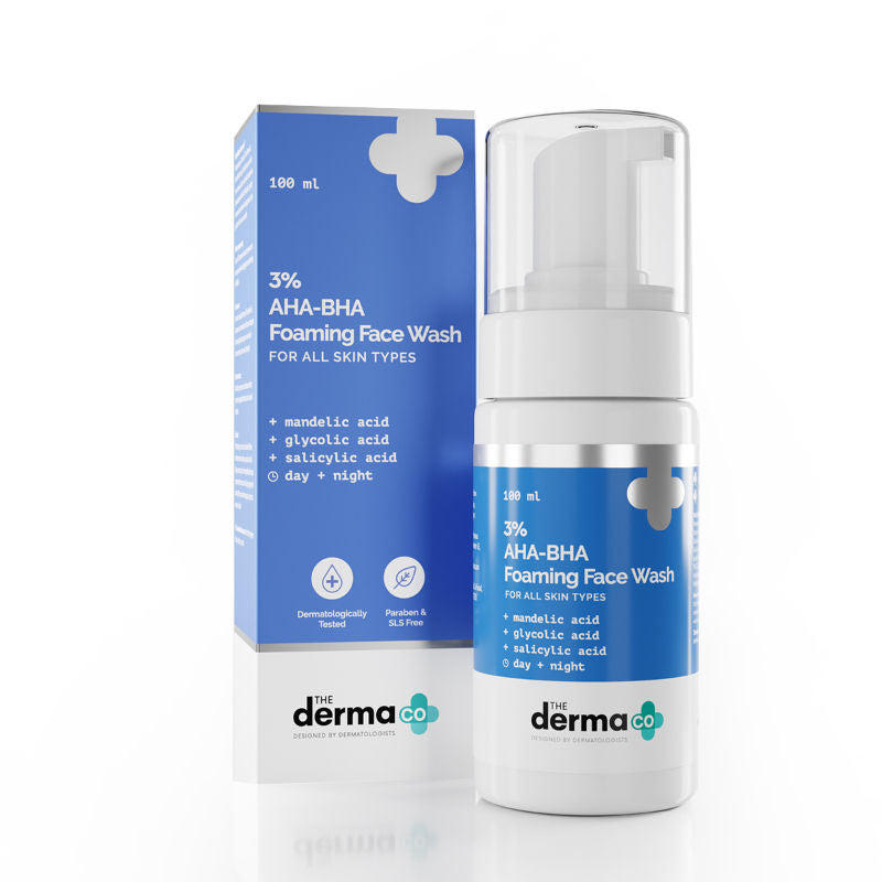 The Derma Co 3% AHA-BHA Foaming Face Wash (100ml) - Acne Control, Exfoliation & Clear Skin