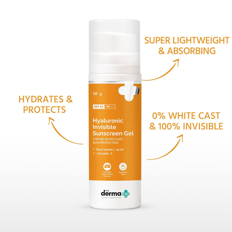 The Derma Co Hyaluronic Invisible Sunscreen (50gm) - No White Cast, Hydrating SPF & Broad Spectrum