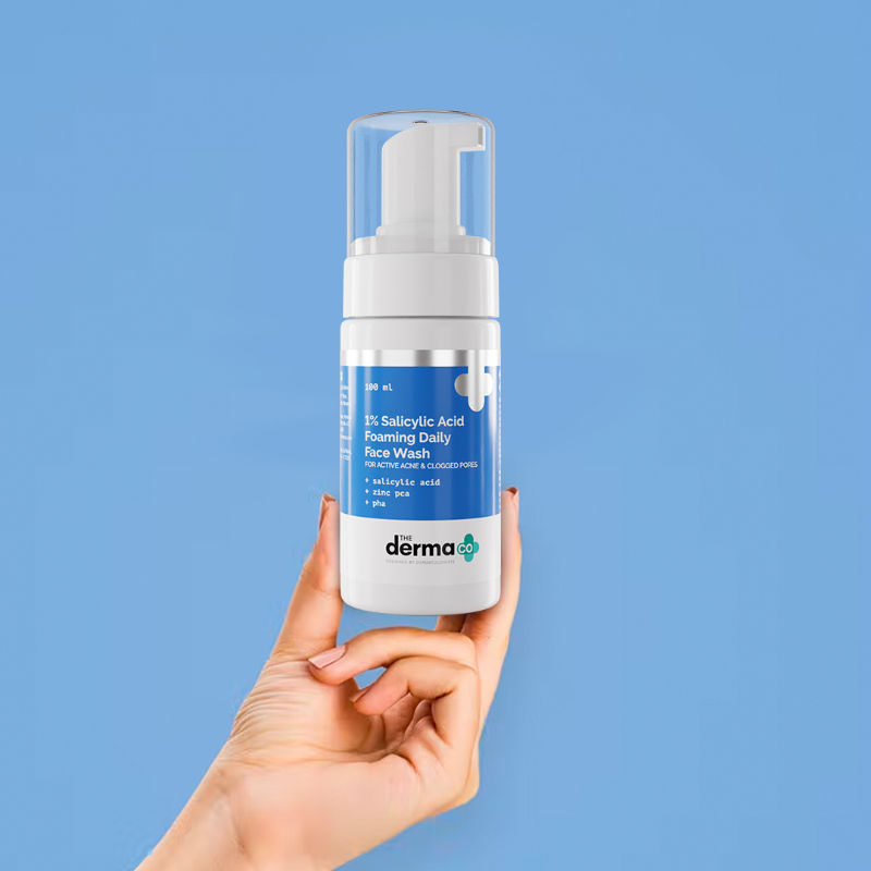 The Derma Co 1% Salicylic Acid Foaming Daily Face Wash (100ml) - Acne, Oil Control & Pore Cleansing