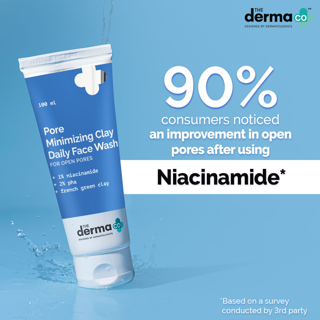 The Derma Co Pore Minimizing Face Wash (100ml) - Clay, 1% Niacinamide & 2% PHA for Open Pores