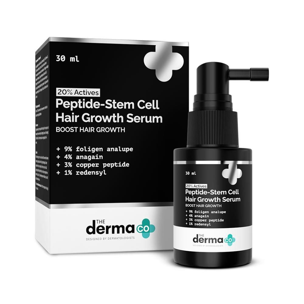 The Derma Co 20% Actives Peptide-Stem Cell Hair Growth Serum (30ml) - Foligen, Anagain & Analupe