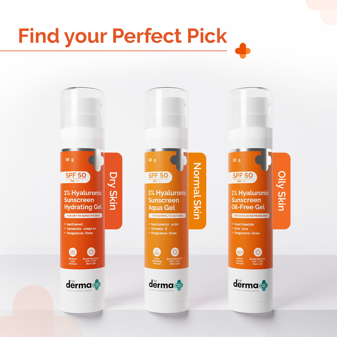 The Derma Co 1% Hyaluronic Sunscreen Hydrating Gel SPF 50 PA++++ - Dry & Sensitive Skin (50g)
