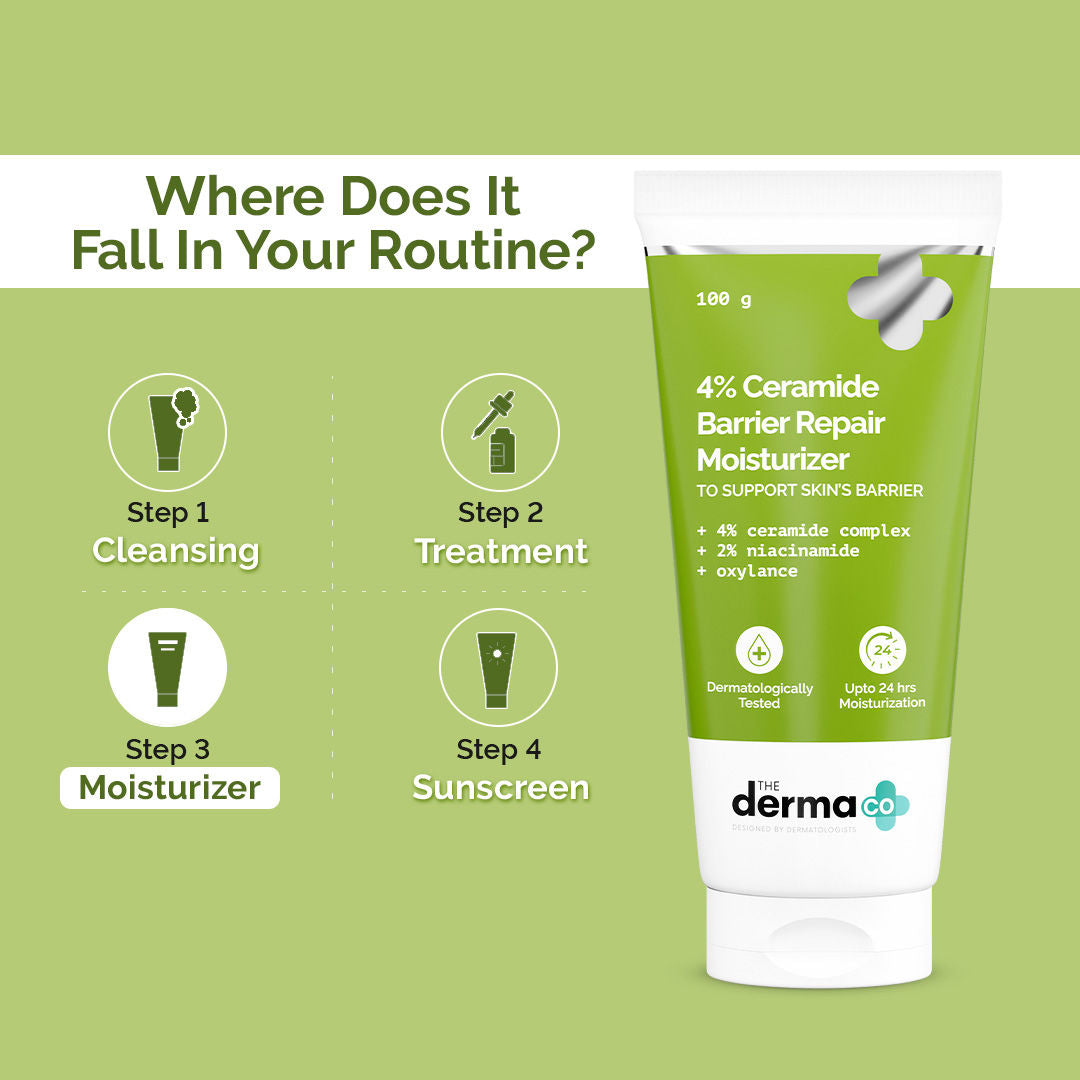 The Derma Co 4% Ceramide Barrier Repair Moisturizer (100g) - Dry, Damaged & Sensitive Skin