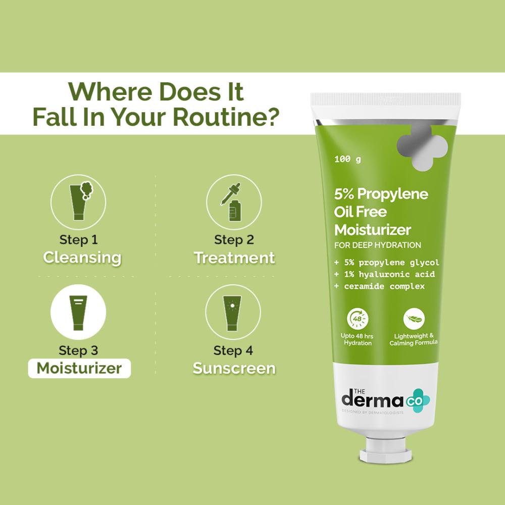The Derma Co 5% Propylene Oil-Free Moisturizer (100g) - Lightweight Hydration for All Skin Types