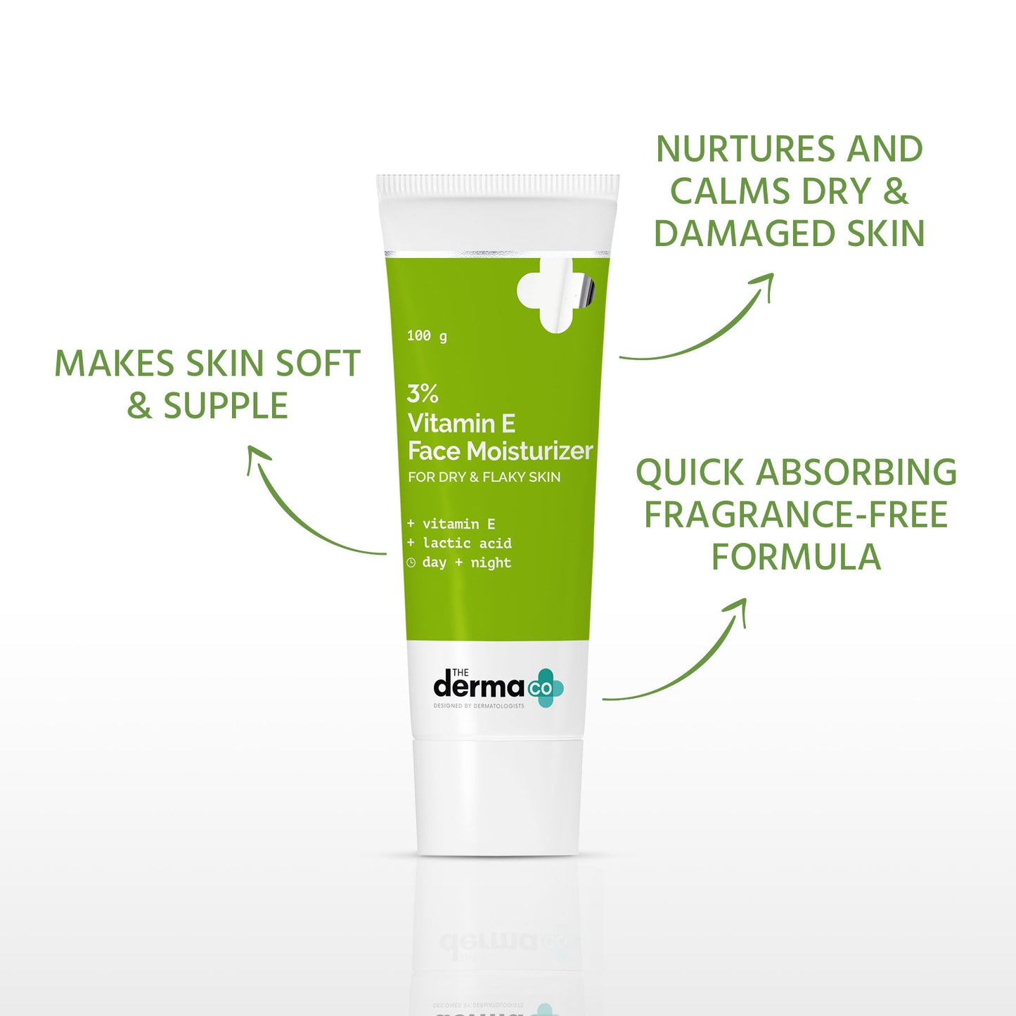 The Derma Co 3% Vitamin E Face Moisturizer (100g) - Dry & Flaky Skin, Day+Night Hydration
