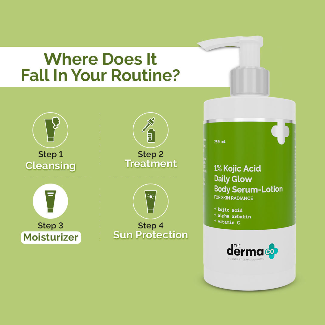 The Derma Co 1% Kojic Acid Body Lotion (250ml) - Daily Glow & Radiance