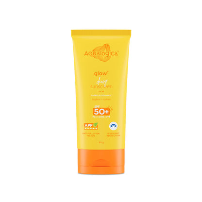 Aqualogica Glow+ Dewy Lightweight Sunscreen Gel SPF 50+ PA++++ - Papaya & Vitamin C (80g)