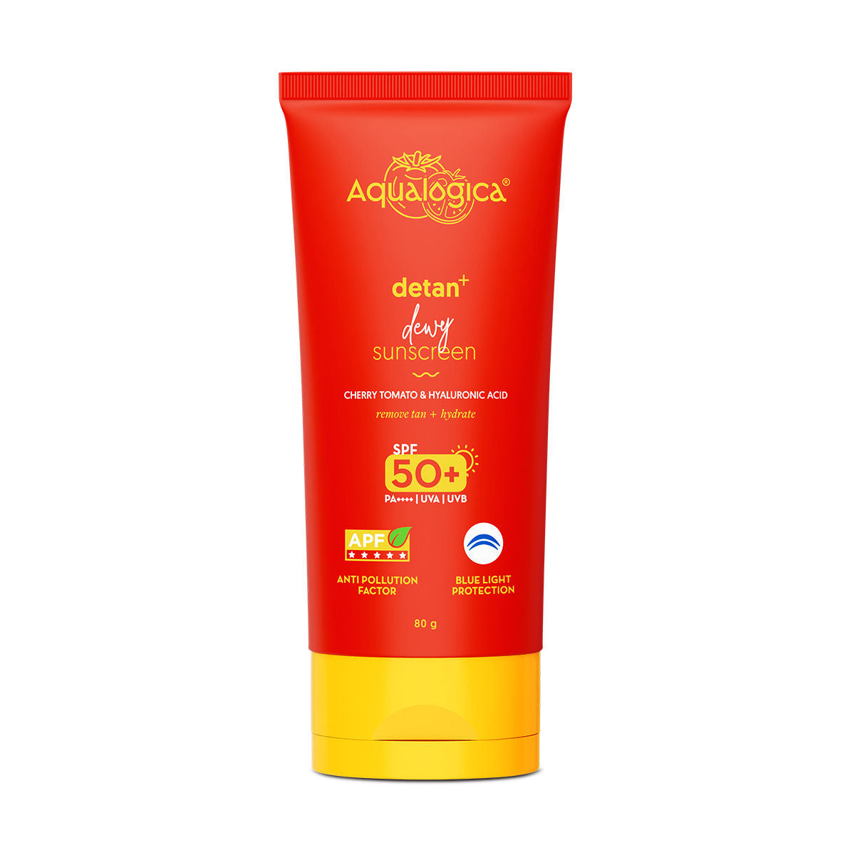 Aqualogica Detan+ Dewy Lightweight Sunscreen Gel SPF 50+ PA++++ - Normal & Dry Skin (80g)