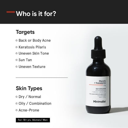Minimalist 11% Glycolic Acid & Tranexamic Acid Body Exfoliator (60ml)
