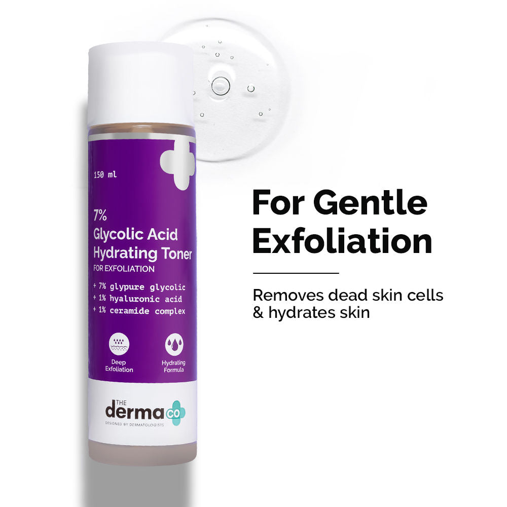 The Derma Co 7% Glycolic Acid Hydrating Toner (150ml) - Ceramides, Hyaluronic Acid & All Skin Types