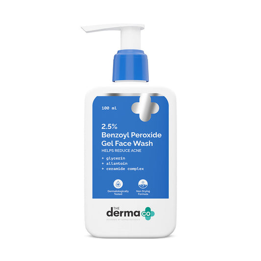 The Derma Co 2.5% Benzoyl Peroxide Gel Face Wash for Oily & Acne-Prone Skin (100ml)