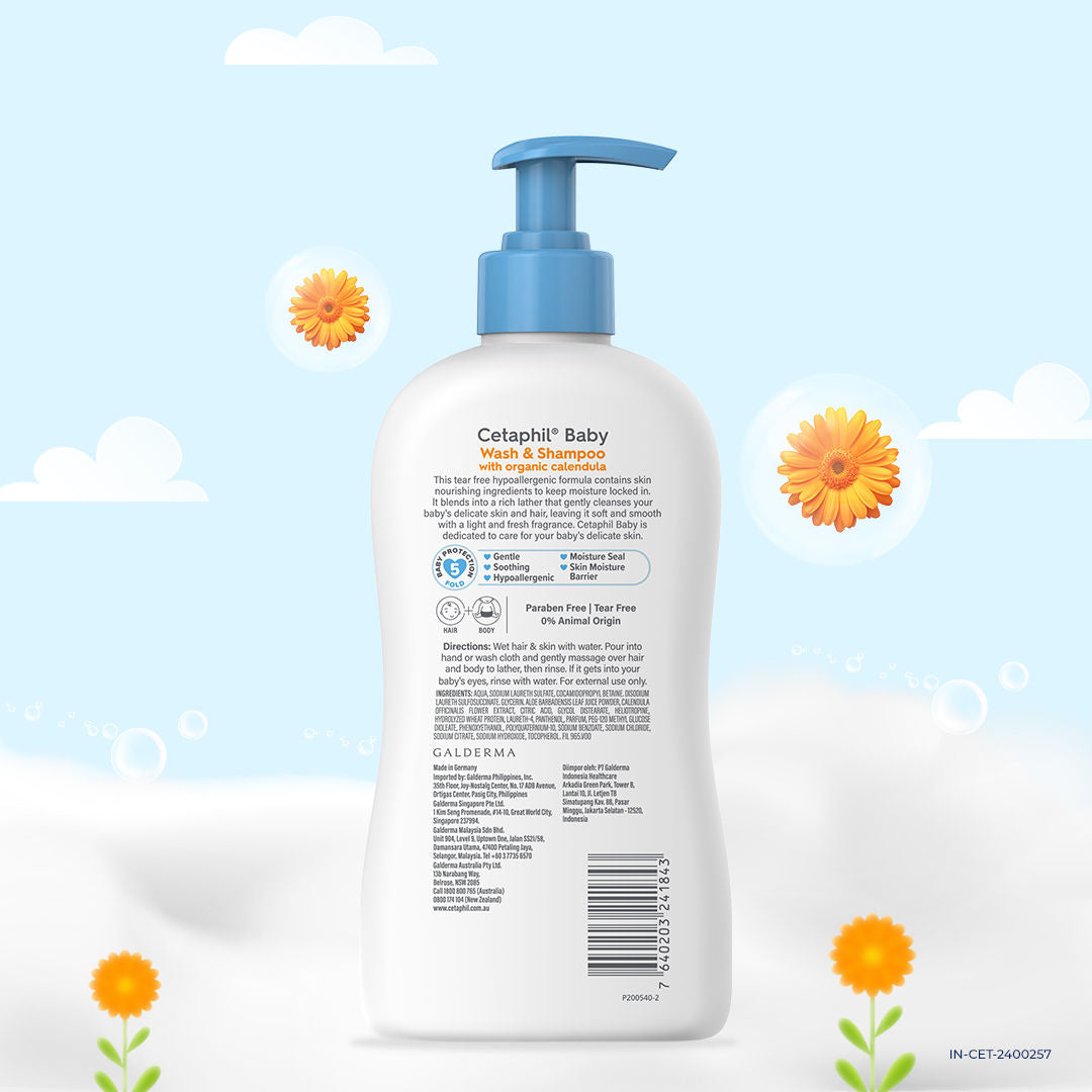 Cetaphil Baby Wash & Shampoo with Organic Calendula (400ml)