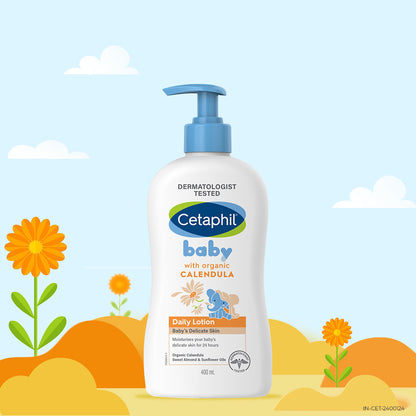 Cetaphil Baby Daily Lotion with Organic Calendula for Face & Body (400ml)