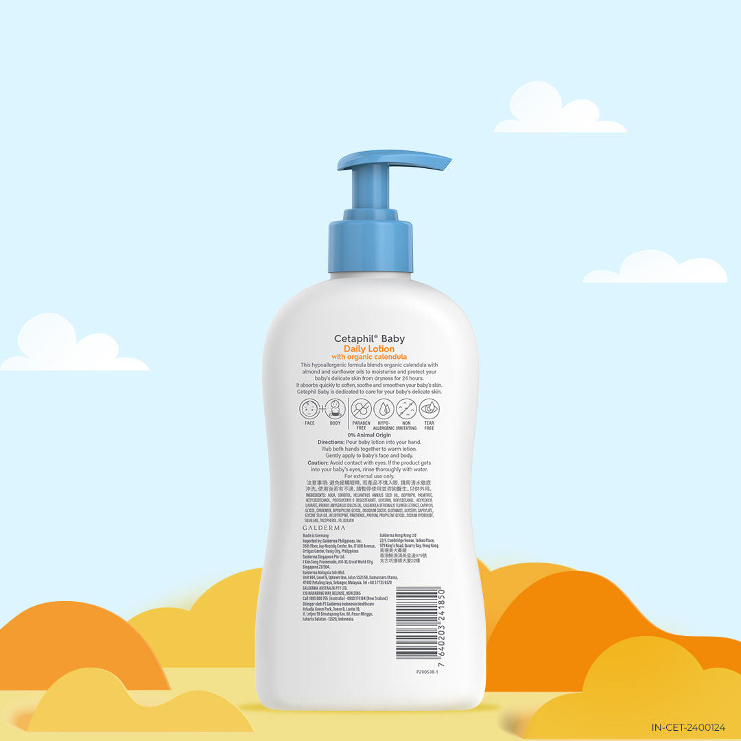 Cetaphil Baby Daily Lotion with Organic Calendula for Face & Body (400ml)