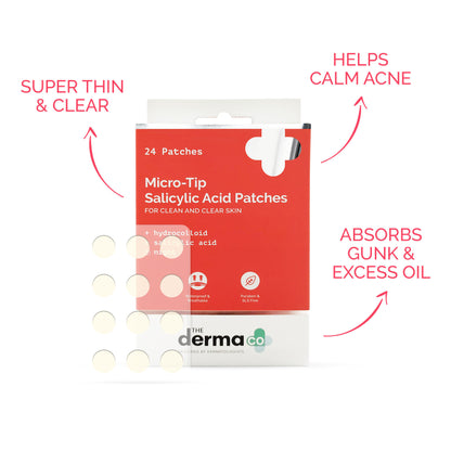 The Derma Co Micro-Tip Acne Patches with Salicylic Acid & Hydrocolloid – 24 Pieces