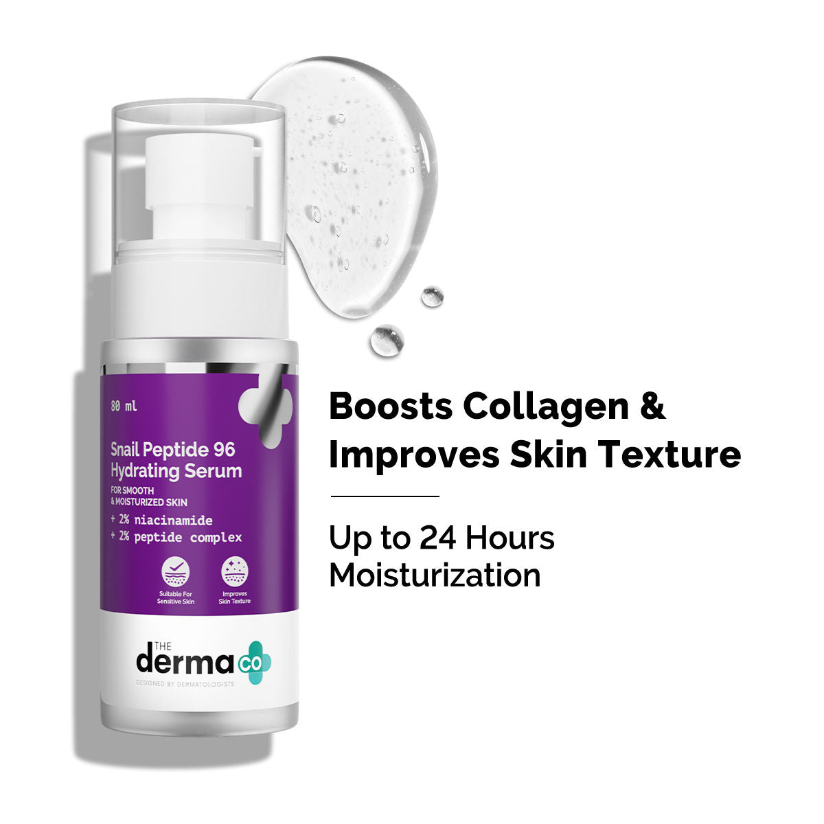 The Derma Co Snail Mucin Peptide 96 Hydrating Serum (80ml) - Niacinamide & Peptide