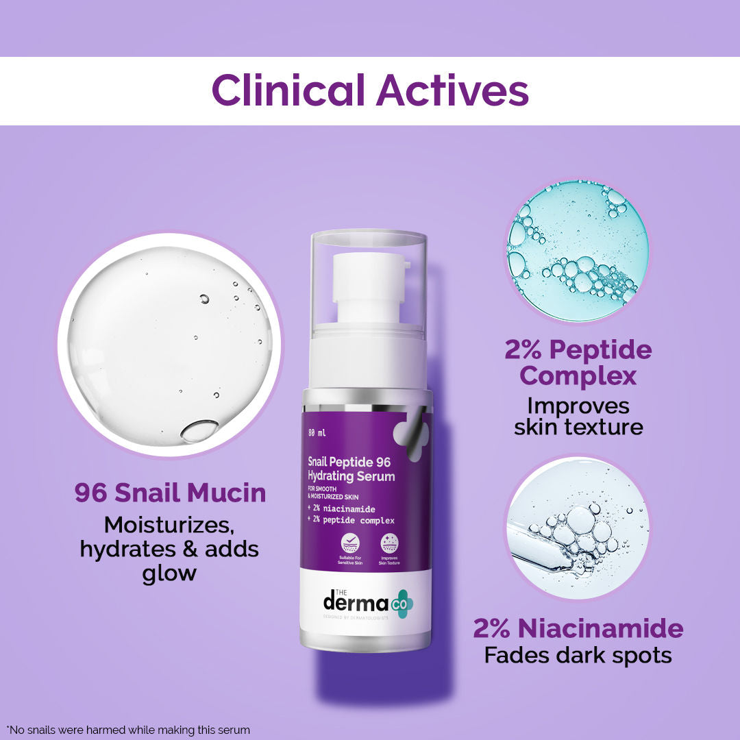 The Derma Co Snail Mucin Peptide 96 Hydrating Serum (80ml) - Niacinamide & Peptide