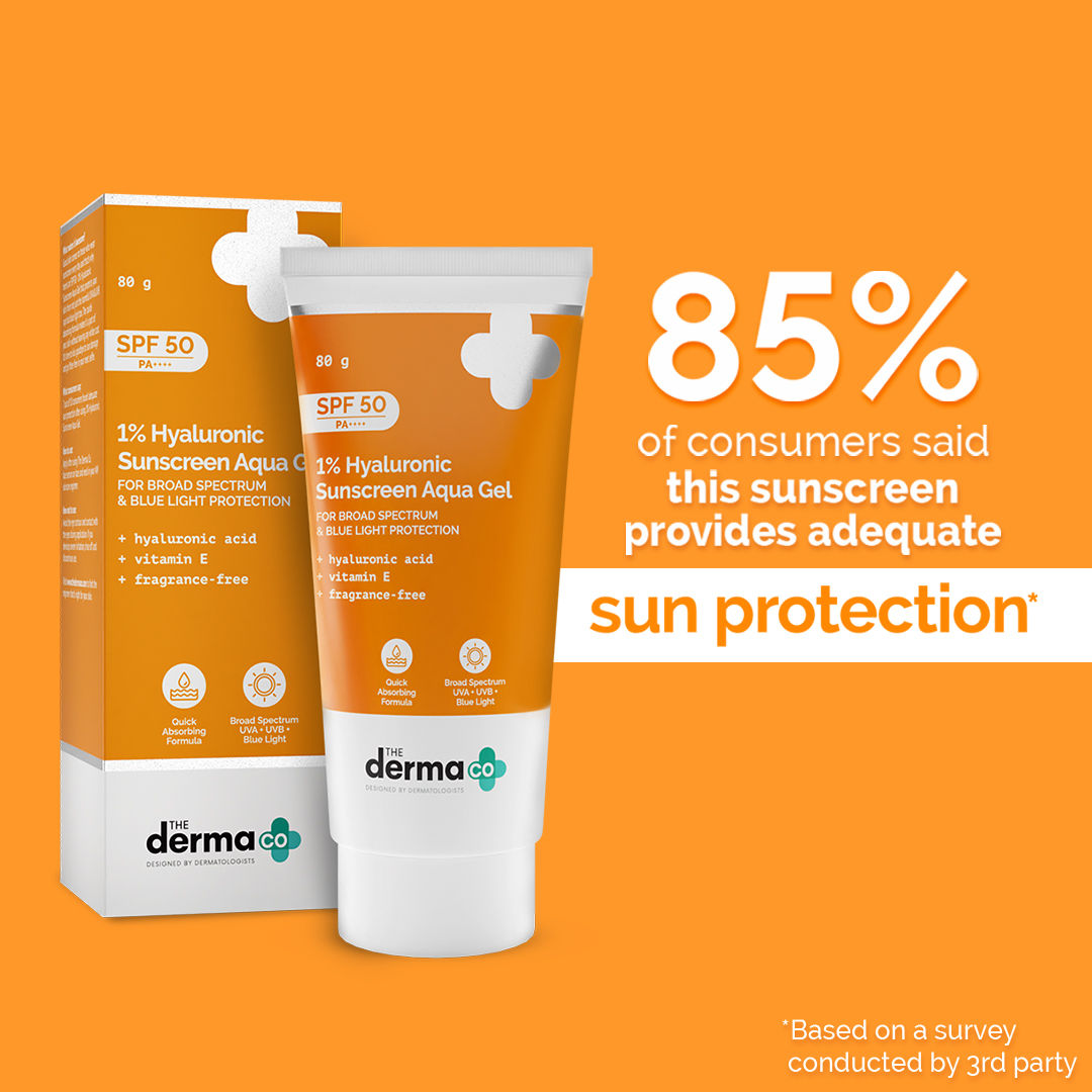 The Derma Co 1% Hyaluronic Sunscreen SPF 50 PA++++ Aqua Gel (80g)