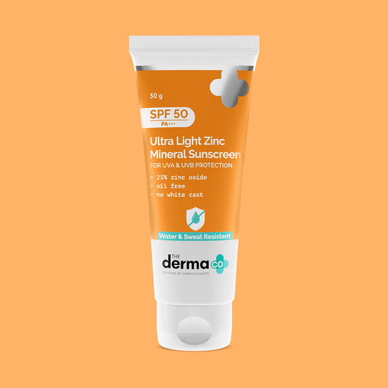 The Derma Co Ultra Light Zinc Mineral Sunscreen SPF 50 PA+++ (50g) - Sensitive Skin & Broad Spectrum