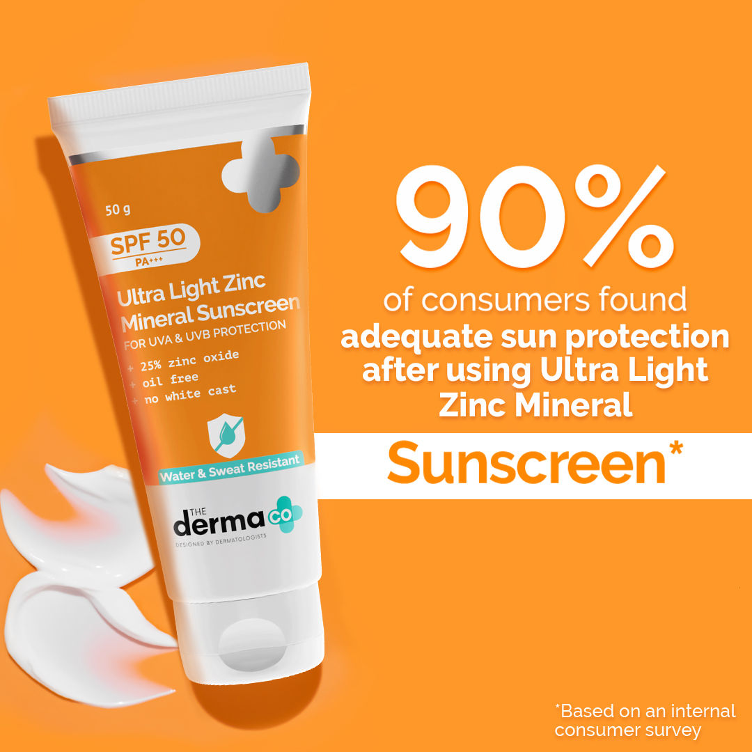 The Derma Co Ultra Light Zinc Mineral Sunscreen SPF 50 PA+++ (50g) - Sensitive Skin & Broad Spectrum