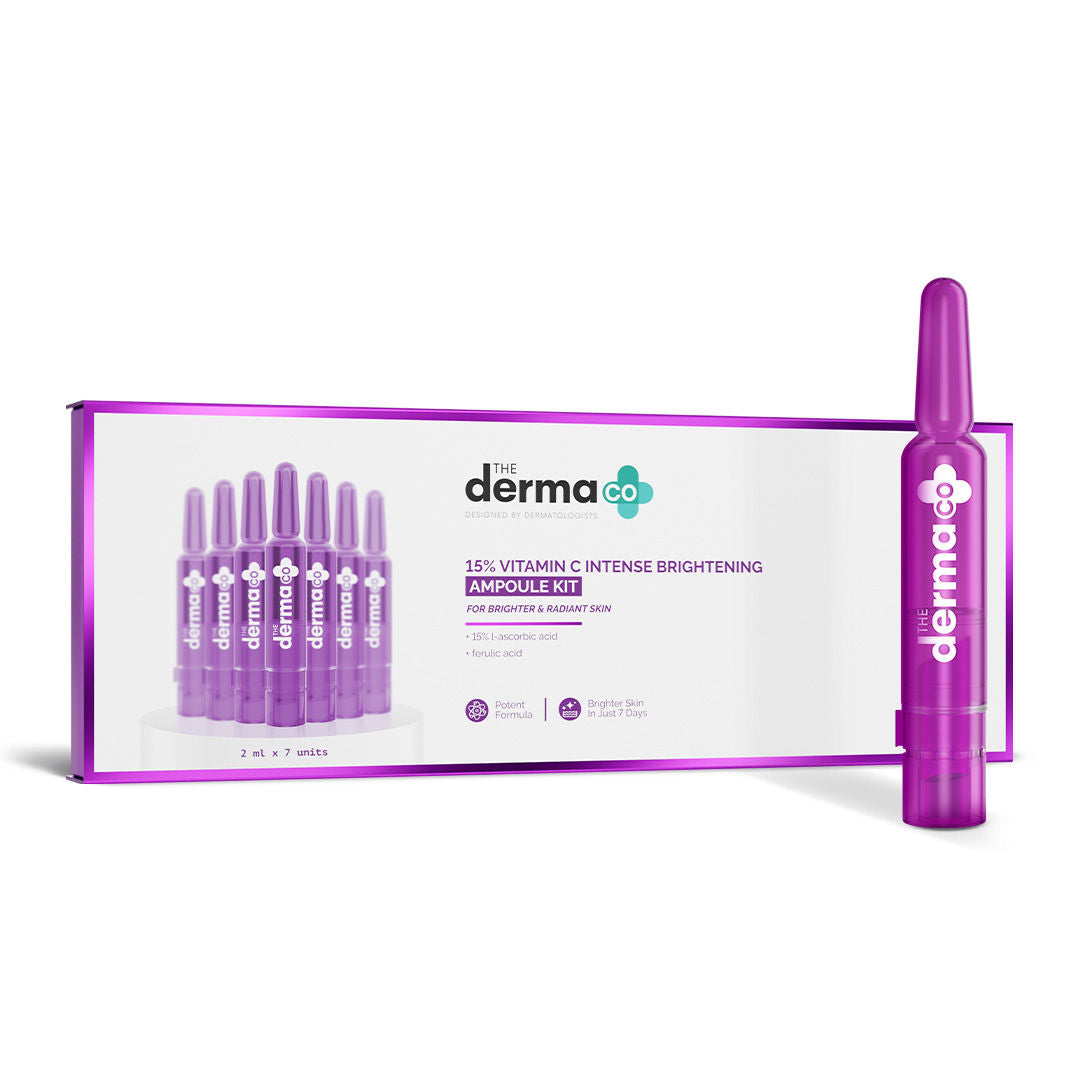 The Derma Co 15% Vitamin C Intense Brightening Ampoule Serum Kit | Radiant & Glowing Skin in 7 Days (14ml)