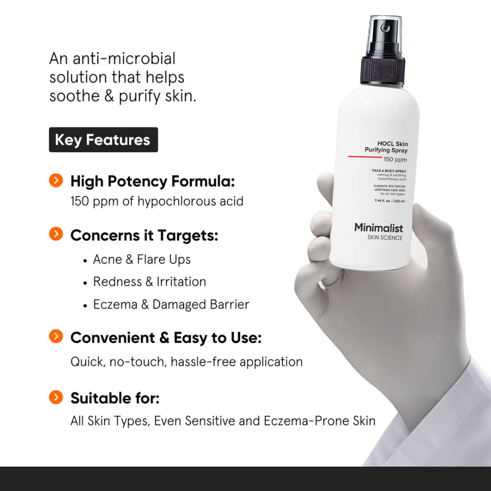 Minimalist HOCL Skin Purifying Spray - Face & Body 150ppm (220ml)