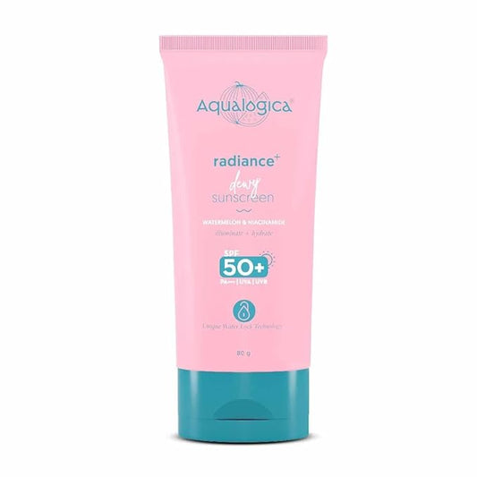 Aqualogica Radiance+ Dewy Lightweight Sunscreen Gel SPF 50+ PA+++ - Oily & Acne-Prone Skin (80g)