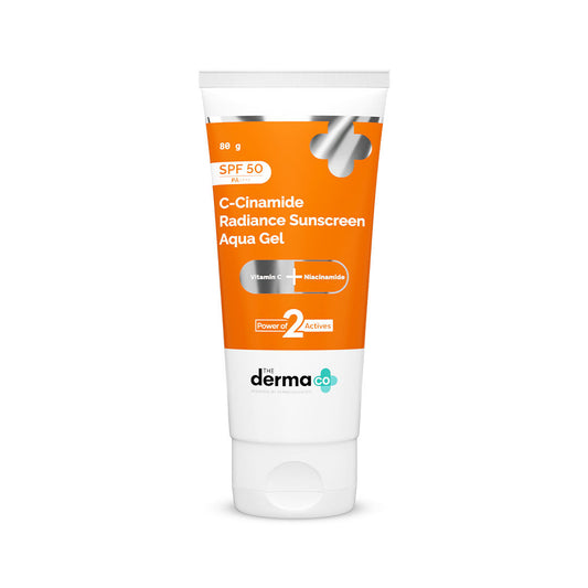 The Derma Co C-Cinamide Radiance Sunscreen Aqua Gel SPF 50 PA++++ (80g) - Brightening & UV Protection